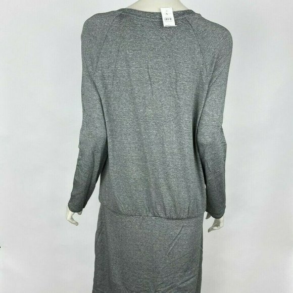 LOFT Lou & Grey Sheath Dress Long Sleeve Round Neck Stretch Gray Women L NWT - Picture 2 of 11